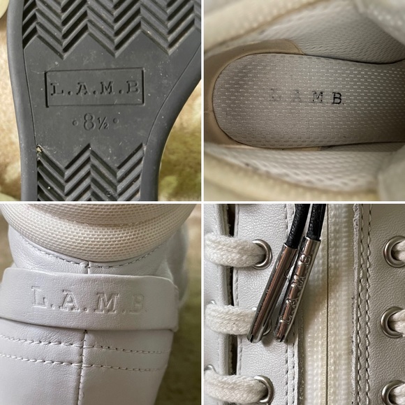 L.A.M.B Georgi White Leather Hidden Wedge Zip Up High Top Sneaker Size 8 1/2 - Picture 11 of 15